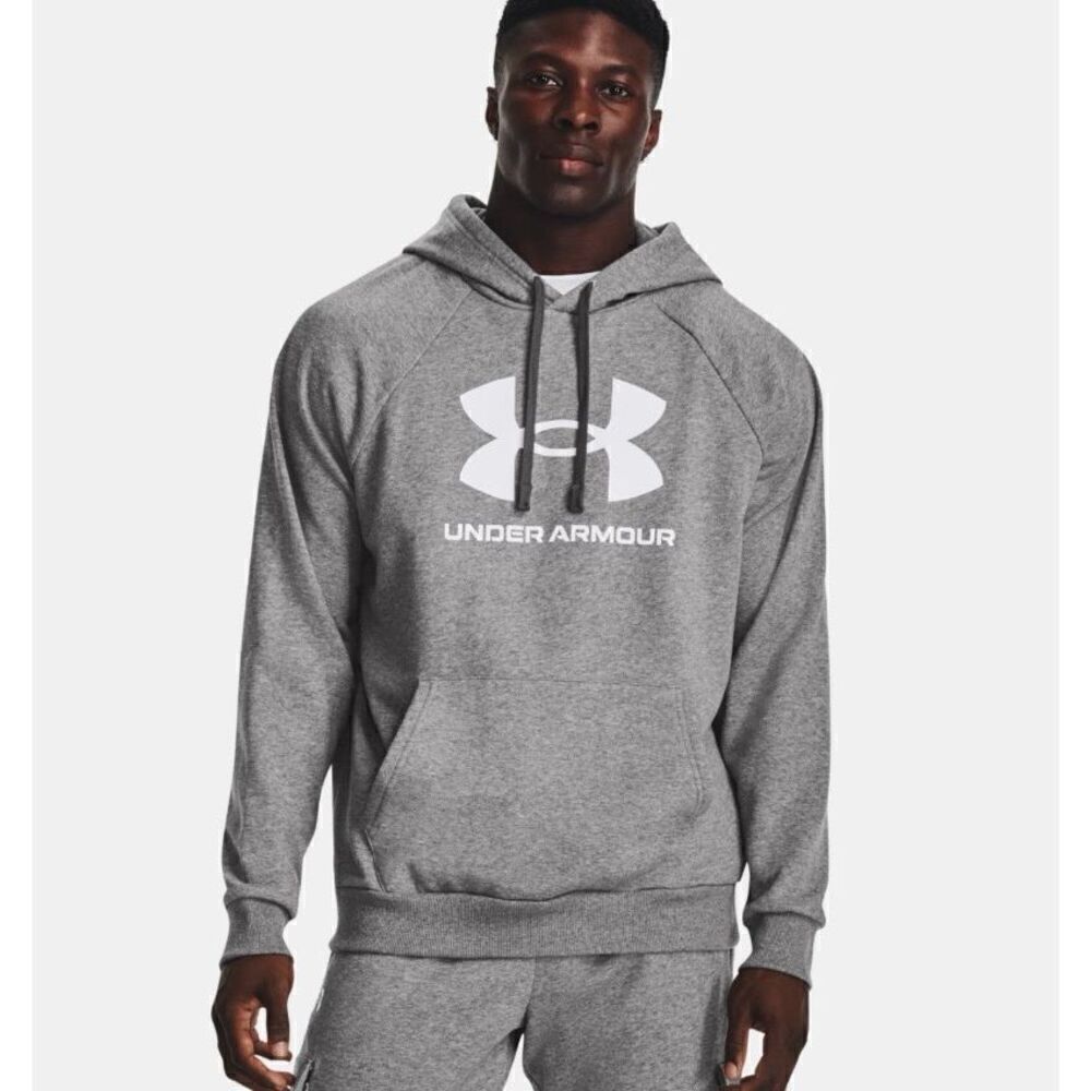 NWT Under Armour XXL Men’s Rival Fleece Logo Hoodie Light Heather Grey 2XL